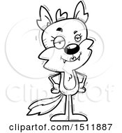 Clipart Of A Black And White Confident Female Wolf Royalty Free Vector Illustration