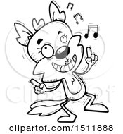Clipart Of A Black And White Happy Dancing Female Wolf Royalty Free Vector Illustration