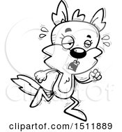 Clipart Of A Black And White Tired Running Female Wolf Royalty Free Vector Illustration
