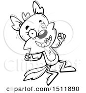 Clipart Of A Black And White Jumping Female Wolf Royalty Free Vector Illustration