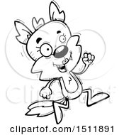 Clipart Of A Black And White Running Female Wolf Royalty Free Vector Illustration
