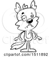 Clipart Of A Black And White Sad Female Wolf Royalty Free Vector Illustration