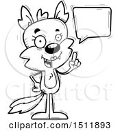 Clipart Of A Black And White Happy Talking Female Wolf Royalty Free Vector Illustration