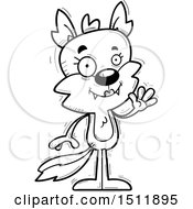 Clipart Of A Black And White Friendly Waving Female Wolf Royalty Free Vector Illustration