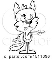 Clipart Of A Black And White Mad Pointing Male Wolf Royalty Free Vector Illustration