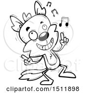 Clipart Of A Black And White Happy Dancing Male Wolf Royalty Free Vector Illustration