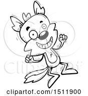 Clipart Of A Black And White Jumping Male Wolf Royalty Free Vector Illustration