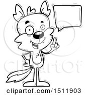 Clipart Of A Black And White Happy Talking Male Wolf Royalty Free Vector Illustration