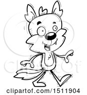Clipart Of A Black And White Happy Walking Male Wolf Royalty Free Vector Illustration