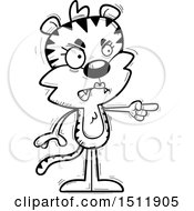Clipart Of A Black And White Mad Pointing Female Tiger Royalty Free Vector Illustration