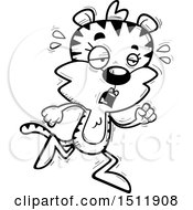Clipart Of A Black And White Tired Running Female Tiger Royalty Free Vector Illustration