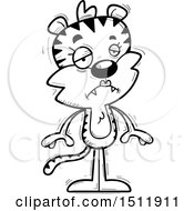Clipart Of A Black And White Sad Female Tiger Royalty Free Vector Illustration