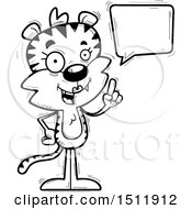 Clipart Of A Black And White Happy Talking Female Tiger Royalty Free Vector Illustration