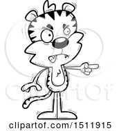 Clipart Of A Black And White Mad Pointing Male Tiger Royalty Free Vector Illustration