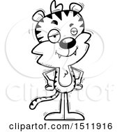 Clipart Of A Black And White Confident Male Tiger Royalty Free Vector Illustration