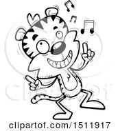 Clipart Of A Black And White Happy Dancing Male Tiger Royalty Free Vector Illustration