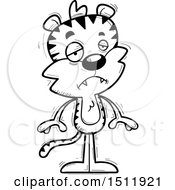 Clipart Of A Black And White Sad Male Tiger Royalty Free Vector Illustration