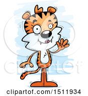 Clipart Of A Friendly Waving Female Tiger Royalty Free Vector Illustration