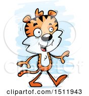 Clipart Of A Happy Walking Male Tiger Royalty Free Vector Illustration