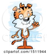 Clipart Of A Friendly Waving Male Tiger Royalty Free Vector Illustration