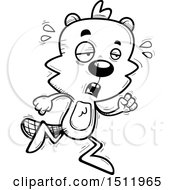 Clipart Of A Black And White Tired Running Male Beaver Royalty Free Vector Illustration