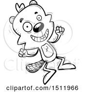 Clipart Of A Black And White Jumping Male Beaver Royalty Free Vector Illustration