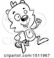 Clipart Of A Black And White Running Male Beaver Royalty Free Vector Illustration