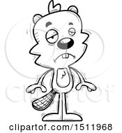 Clipart Of A Black And White Sad Male Beaver Royalty Free Vector Illustration