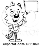Clipart Of A Black And White Happy Talking Male Beaver Royalty Free Vector Illustration