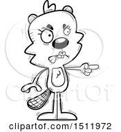 Clipart Of A Black And White Mad Pointing Female Beaver Royalty Free Vector Illustration