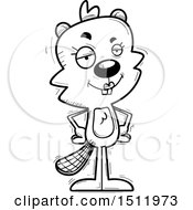 Clipart Of A Black And White Confident Female Beaver Royalty Free Vector Illustration
