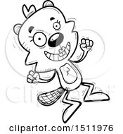Clipart Of A Black And White Jumping Female Beaver Royalty Free Vector Illustration