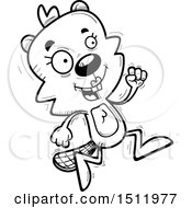 Clipart Of A Black And White Running Female Beaver Royalty Free Vector Illustration