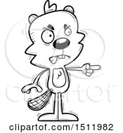 Clipart Of A Black And White Mad Pointing Male Beaver Royalty Free Vector Illustration