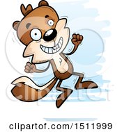 Clipart Of A Jumping Male Squirrel Royalty Free Vector Illustration