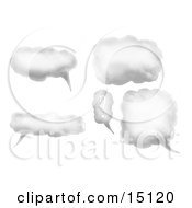 Collection Of Cloud Speech Or Thought Bubbles One With A Question Mark Clipart Illustration