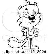 Clipart Of A Black And White Confident Female Squirrel Royalty Free Vector Illustration