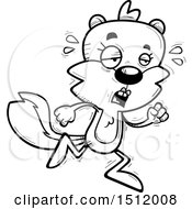 Clipart Of A Black And White Tired Running Female Squirrel Royalty Free Vector Illustration