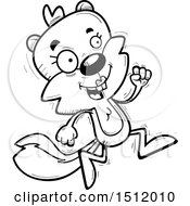 Clipart Of A Black And White Running Female Squirrel Royalty Free Vector Illustration