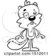 Clipart Of A Black And White Sad Female Squirrel Royalty Free Vector Illustration