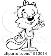 Clipart Of A Black And White Friendly Waving Female Squirrel Royalty Free Vector Illustration