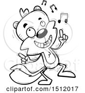 Clipart Of A Black And White Happy Dancing Male Squirrel Royalty Free Vector Illustration