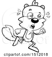 Clipart Of A Black And White Tired Running Male Squirrel Royalty Free Vector Illustration