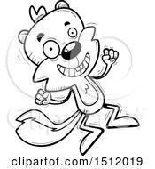 Clipart Of A Black And White Jumping Male Squirrel Royalty Free Vector Illustration