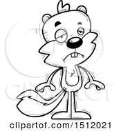 Clipart Of A Black And White Sad Male Squirrel Royalty Free Vector Illustration
