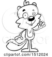 Clipart Of A Black And White Friendly Waving Male Squirrel Royalty Free Vector Illustration