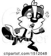 Clipart Of A Black And White Tired Running Female Skunk Royalty Free Vector Illustration