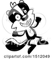 Clipart Of A Black And White Jumping Female Skunk Royalty Free Vector Illustration