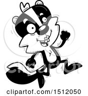 Clipart Of A Black And White Running Female Skunk Royalty Free Vector Illustration