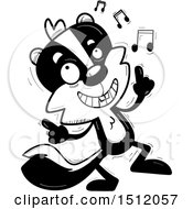 Clipart Of A Black And White Happy Dancing Male Skunk Royalty Free Vector Illustration